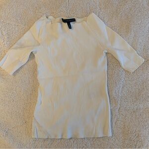White House Black Market scalloped off shoulder ribbed sweater top size S